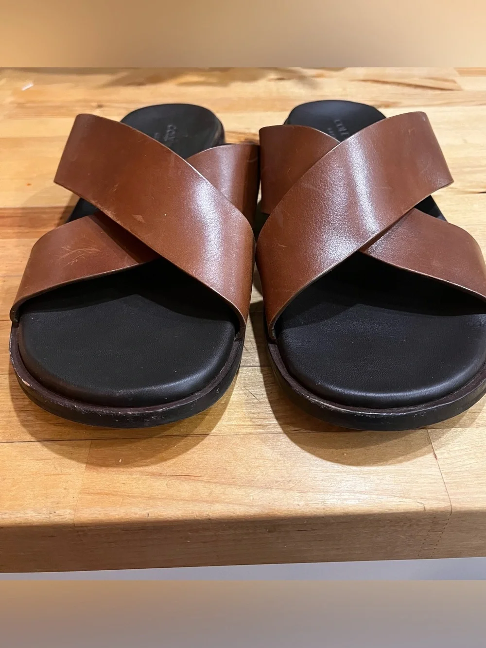 Cole Haan Nantucket Cross Strap Leather Sandals. Classic dress w athletic soles.